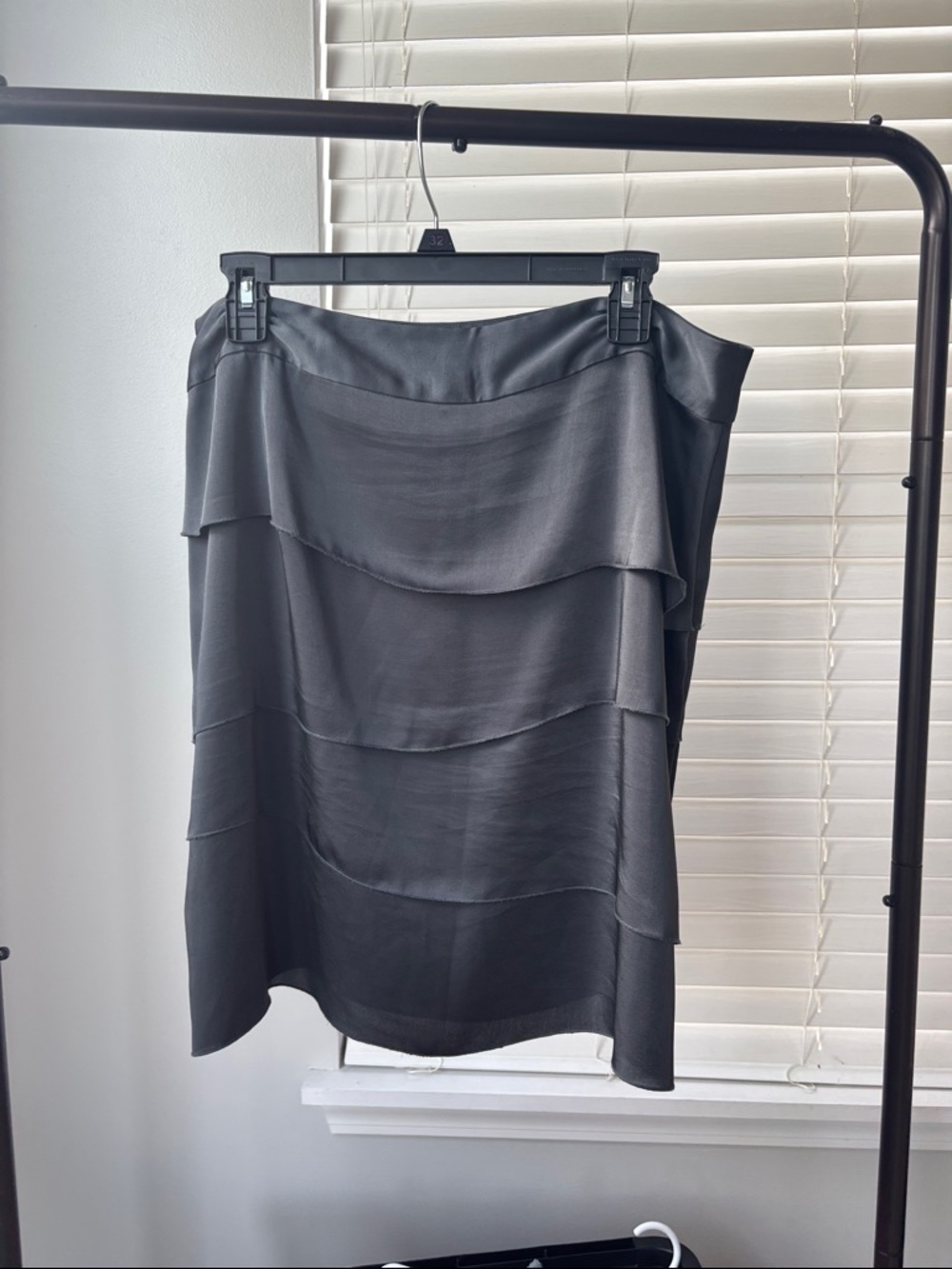 Banana Republic Black Tiered Satin A-Line Skirt